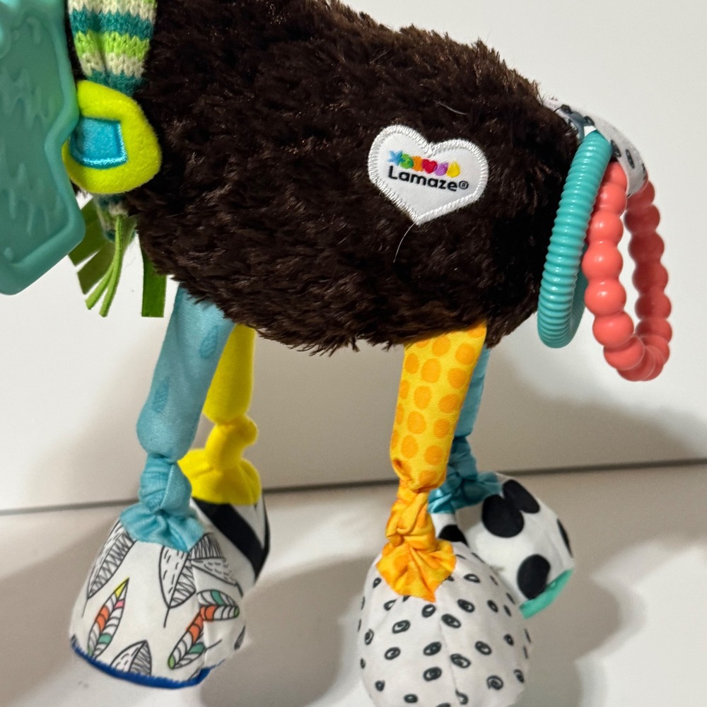 Lamaze Mortimer the Moose Baby Sensory Toy Brown Multi Plush Clip On Teether